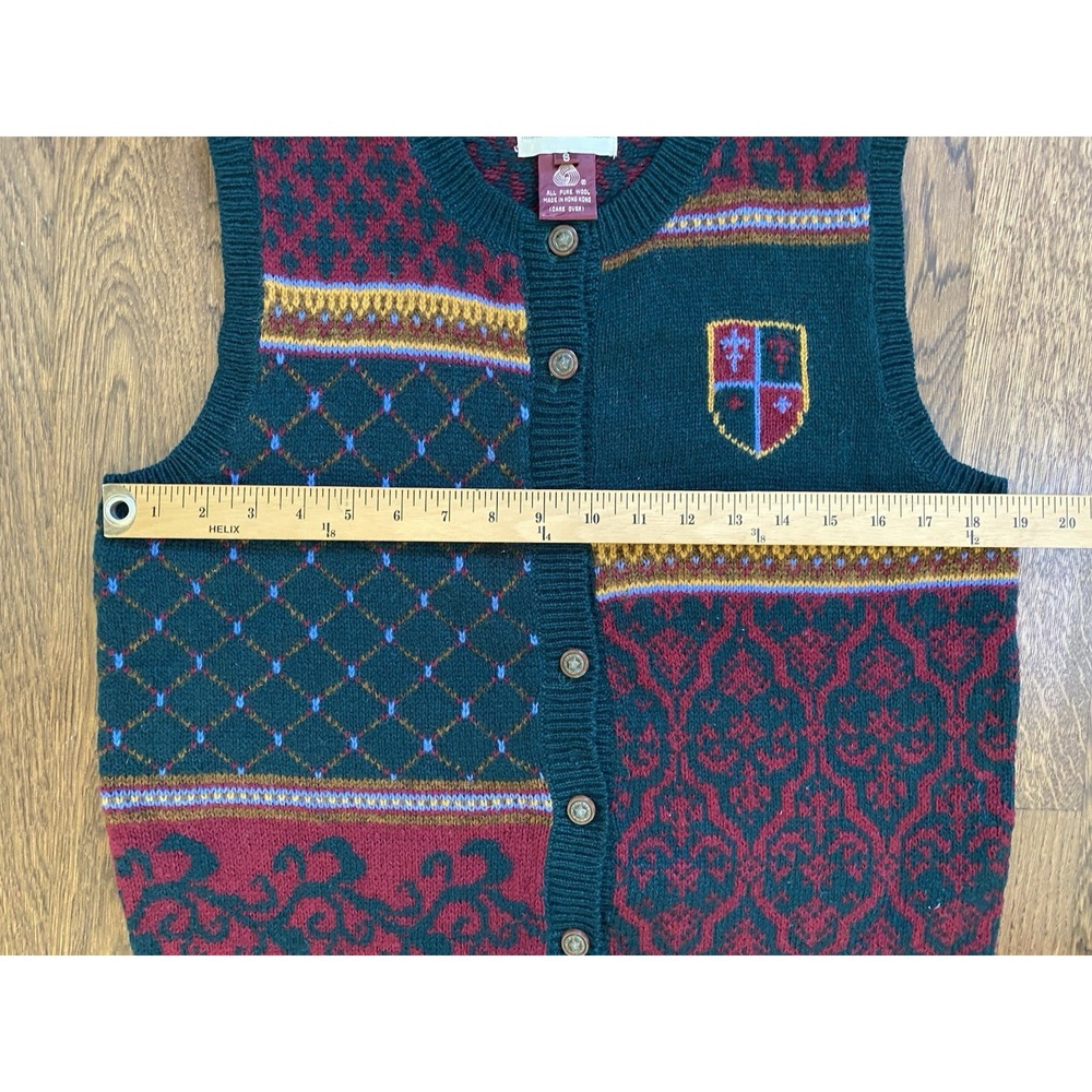 Vtg Susan Bristol Patchwork Wool Knit Sweater Vest Small Preppy Dark Academia - Picture 5 of 7
